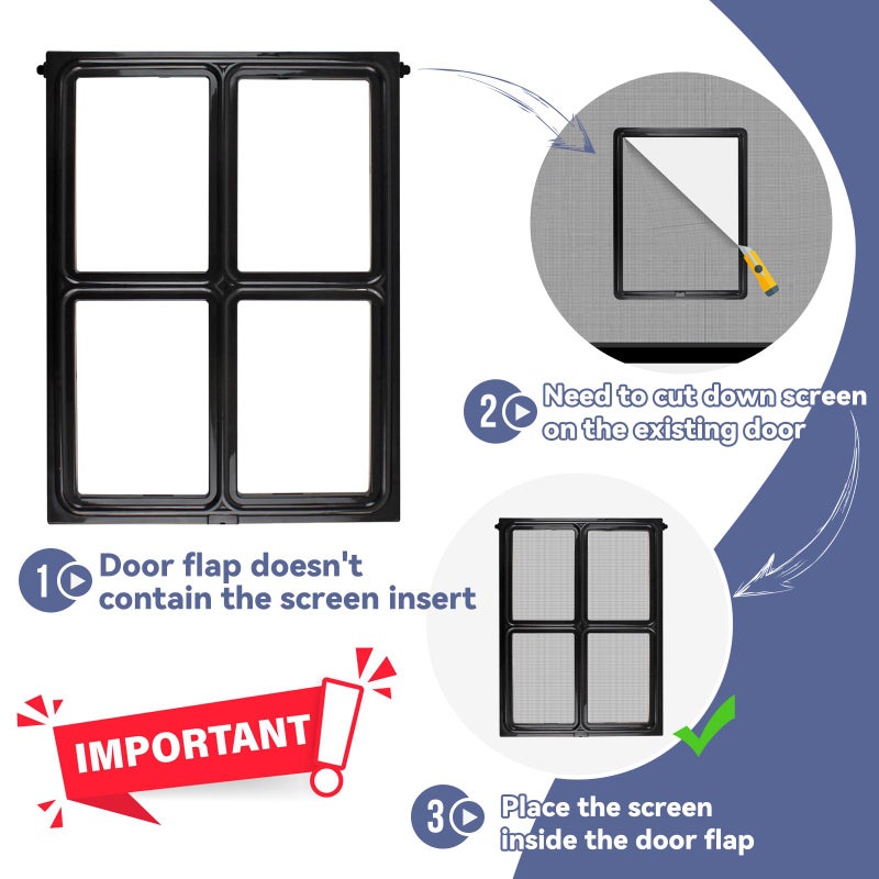 NAMSAN Dog Screen Door, Passage Size 12 x 16 inches, Dog Door for Screen Door, Large Pet Door for Sliding Door, Magnetic Automatic Closing, Self-Assembly, Lockable, Black - Image 3